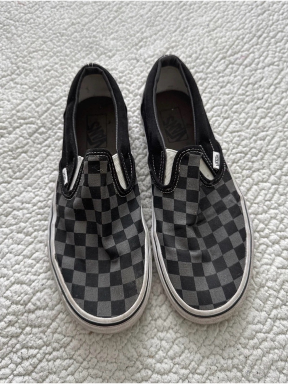 Vans Slip-On Checkerboard Skate Shoes - Black/Gray